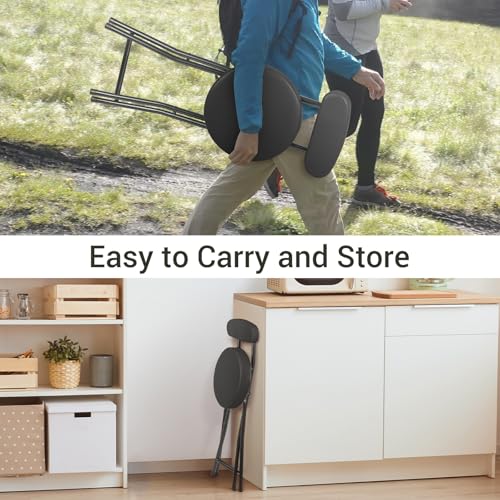 Folding Bar Stool Collapsible - 19 Inch with Backrest 2 Pack Black - color: Black-set of 2-19.2inch