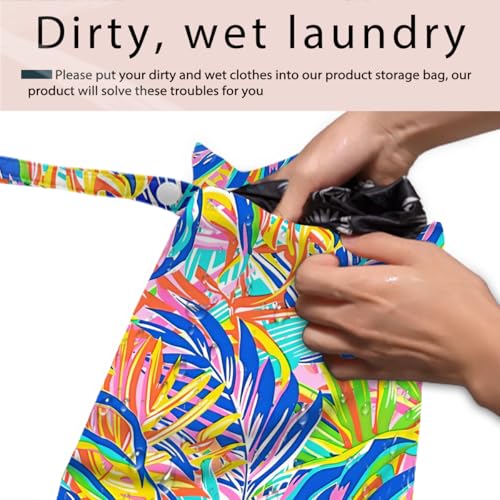 Wet Bag, 4Pcs Wet Dry Bag Set, Reusable Waterproof Bags with Palm & Beach Crowd Patterns for Women, Practical for Pool Days & Daily Essentials Storage - color: Palm & Beach