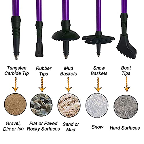Aihoye Hiking Trekking Poles, 2 Pack Walking Hiking Sticks for Men &Women | Collapsible, Lightweight, Anti Shock and Quick Lock System - color: purple