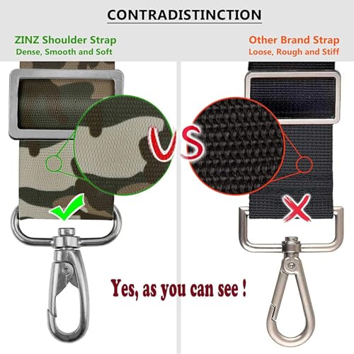 ZINZ Bag Shoulder Strap, Padded Adjustable Shoulder Strap Replacement - color: Camouflage Green, size: 57"