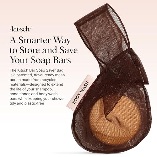 Kitsch Soap Saver Bag – Patented Mesh Bag Soap Holder – Chocolate - color: Chocolate