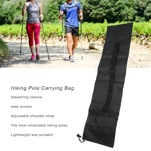 2 Pcs Hiking Pole Carrying Bag – Water Proof Oxford Storage Pouch with Drawstring & Adjustable Shoulder Strap for Trekking/Walking Sticks - size: 17.5*71cm
