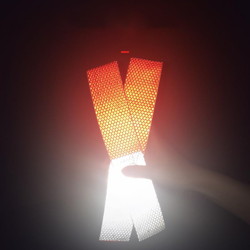 Red/White Reflective Tape 10 Pack, 2" x 12", Waterproof Self-Adhesive Safety Caution Warning Tape for Cars, Trucks, Trailers, Boats & Road Signs, Trailer Reflector - size: Red/White 10pcs