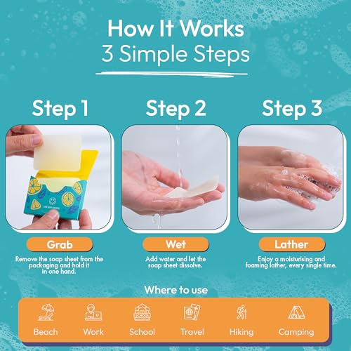FOMIN Paper Soap Sheets for Hand Washing - 200 Tea Tree Travel Soap Sheets - color: Tea Tree (Pack of 2)