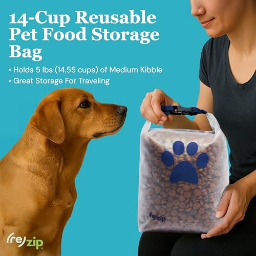 (re)zip Roll Top Pet Food Storage Bag (14-Cup) | BPA-Free, Food Grade, Pet Safe, Travel-Friendly | Keeps Kibble Fresh for Camping, Dog Boarding, Weekend Getaways | Machine Washable | Cobalt Blue - color: Cobalt Blue, size: 14 Cup