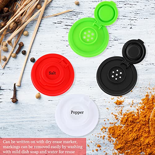 Aedida 4 Pcs Salt and Pepper Shakers Set, Mini Salt Shaker with Lid Damp Proof Plastic Pepper Caster Clear Spice Containers for Travel Camping Picnic Lunch Dining Kitchen