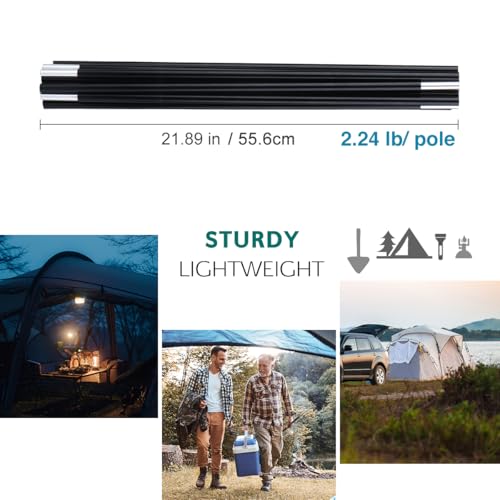 Aluminum Tent Poles Replacement, Black Pre-Assembled Tent Pole, 7001 T6 Heated Camping Tent Rod - color: 25ft 2 Poles