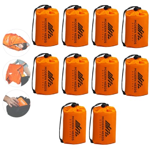 MODERN NEEDS Emergency Sleeping Bag Survival | Emergency Blanket, Bivy Sack & Emergency Bivy for Survival Supplies, Hiking Survival Kit, Compact Sleeping Bag & Camping Safety Equipment | - size: 10