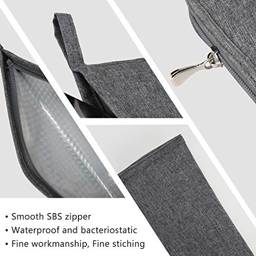 Aosbos Reusable Straws & Chopsticks Case, Portable Carrying Bag, Small Pouch for Stainless Steel, Silicone, Plastic, Straws, Travel Utensil Sets - Grey - color: Grey x 1