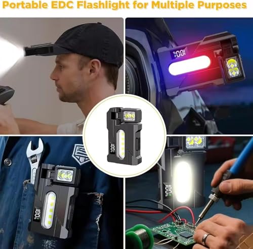Wrrozz G5 Rechargeable EDC Flashlight, Black Flat Mini Pocket, Magnetic - size: D-1 pack