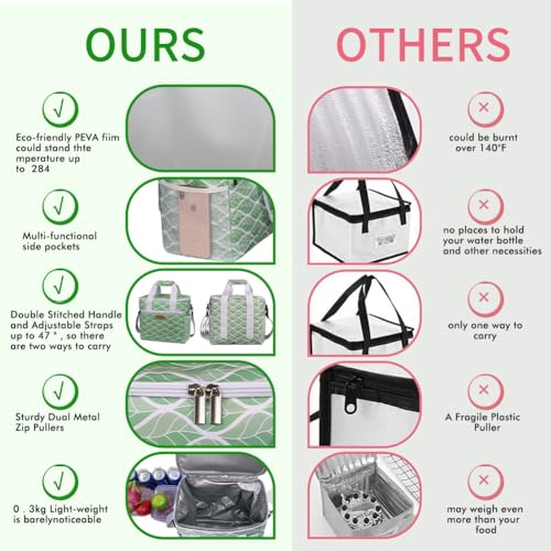 iknoe 24 Can Insulated Cooler Bag, Leakproof Lunch Tote Bag GreenWave - color: Green Wave, size: Large
