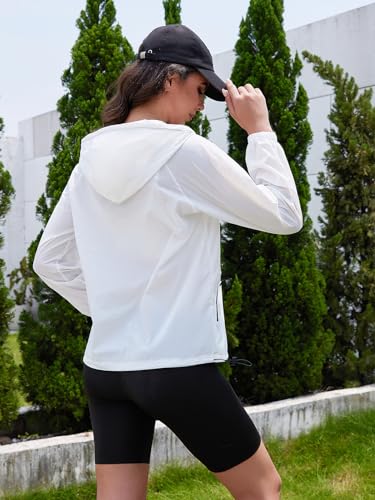 CRIPOM Packable Rain Jacket Women Waterproof Lightweight Jacket With Hood Womens Windbreaker Jacket S-XXL - color: White, size: Small