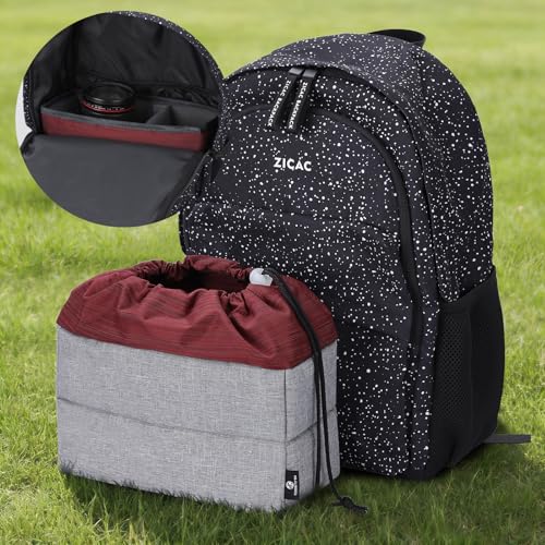 Koolertron Waterproof DSLR Camera Bag with Removable Insert, Adjustable Compartments, Fits in Camera Bags - Protective Case for DSLR/SLR Cameras & Accessories - color: Gray+Dark red
