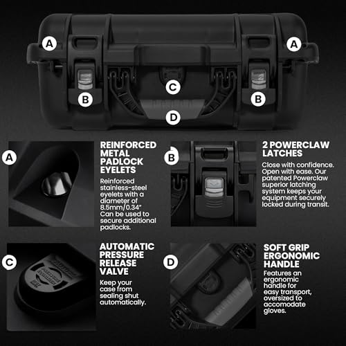 NANUK 920 Hard Case with Padded Divider, IP67 Waterproof, Dustproof and Impact Resistant, 16.7” x 13.4” x 6.8”, Rugged Construction for Ultimate Protection, Made in Canada – Black - color: Black, style: Padded Divider