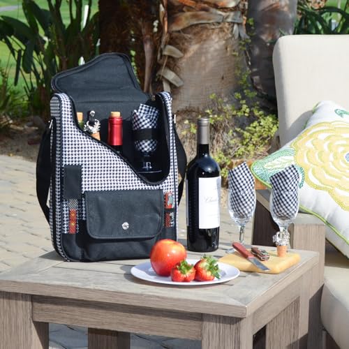 Picnic at Ascot Original Insulated Wine and Cheese Cooler Bag - Designed, Assembled & Quality Approved in the USA - color: Houndstooth