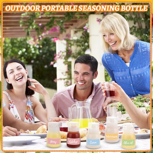 6 Pack Condiment Squeeze Bottles, Portable Sauce Bottles | Sauce Bottles 6oz Portable Containers with Squeeze Design for Ketchup, Dressing, Oil, Lunchbox, Picnic, Travel Use