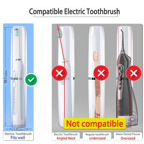 Long Ventilated Electric Toothbrush Travel Case, Portable Holder, Fits Most Standard Straight Electric Toothbrushes (White) - color: White
