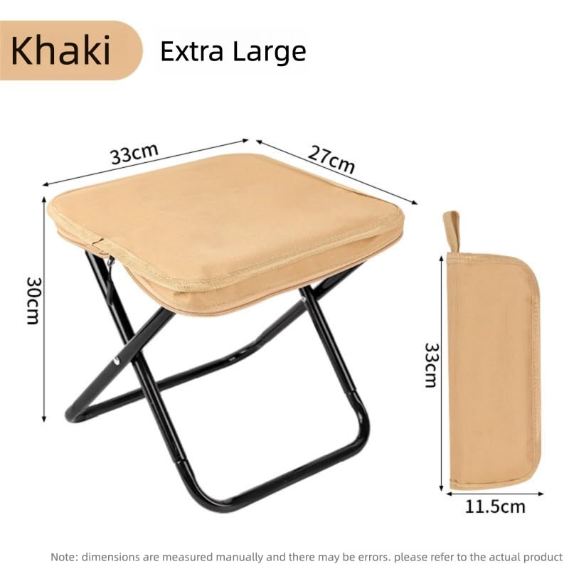 Portable Folding Camp Stool Lightweight Foldable Camping Stool Collapsible Backpacking Travel Fishing Stool Chair, Compact Folding Seat Collapsible Purse Chair(Khaki) - color: Khaki