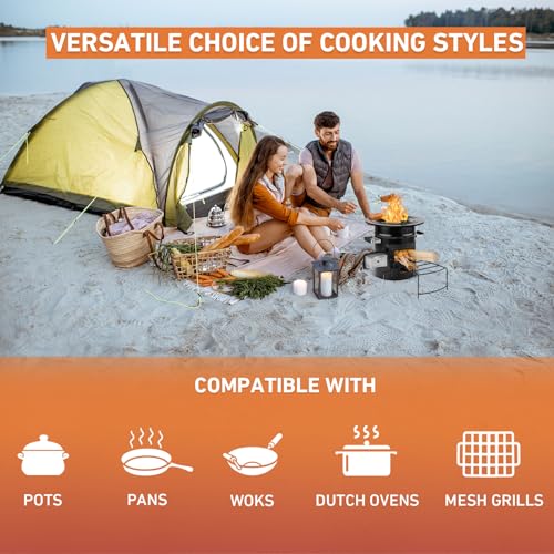 Skyflame Wood Burning Rocket Stove, Portable Camping Stove, Black | Outdoor Cooking, Backpacking, RV and Survival, Essentials Camping Gear
