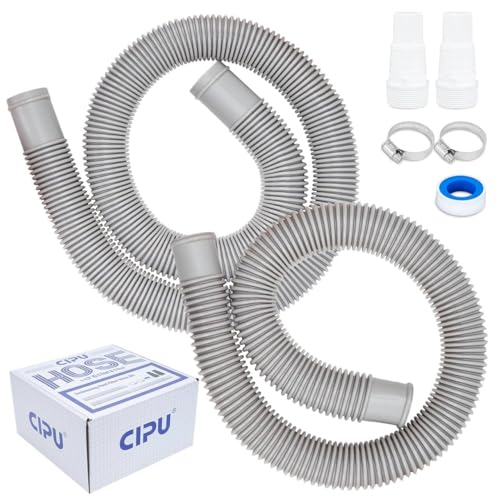 CIPU Pool Hose Kit 1-1/2 Inch, Above Ground Pool Filter Hose Replacement Set with 6 ft & 3 ft Hoses, 2 White Adapters, 2 Clamps and PTFE Tape for Sand Filter Pool Pump - color: White Adapters