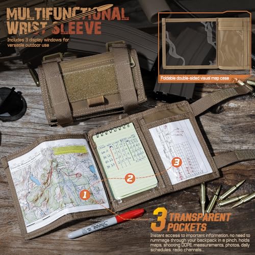 LIVANS Map Case Wrist Pouch Tactical Arm Sleeve for Army Military Gear Gift - color: Coyote Brown