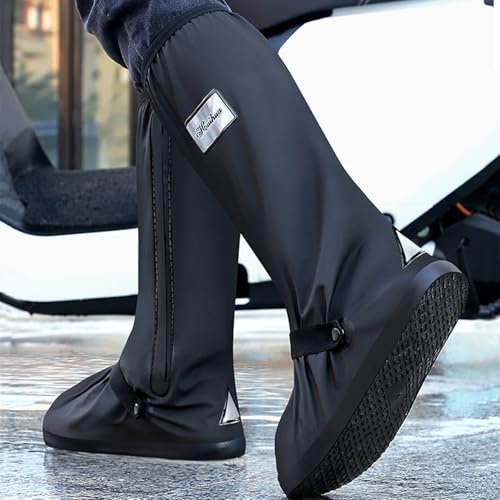 USHTH Black Waterproof Rain Boot Shoe Cover with Reflector (1 Pair) - size: Medium