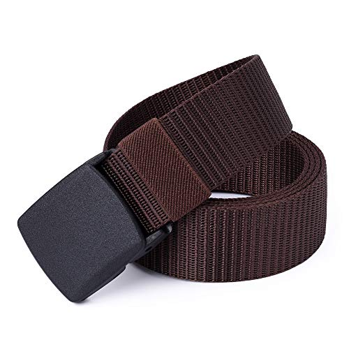 Mile High Life | Nylon Web Belt | Outdoor Military Belt | TSA Safe Buckle Plastic/Metal - color: Brown