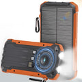 Solar Charger Power Bank 20000mAh, Wireless Fast Charging Battery Pack with 3 Built-in Cables & USB-C Input, Dual LED Flashlights, Portable Phone Charger for Camping, Travel & Emergency Use - color: Orange