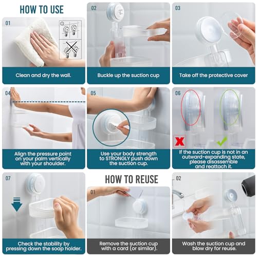 TAILI Soap Holder, Soap Dish for Shower Suction Cup, Bar Soap Holder, Clear | 2 Layer Removable Soap Holder Shower, Soap Tray for Shower Wall, No drill Sponge Holder, Bathroom & Kitchen, Bath Accessories - color: Clear, size: 2 Tier