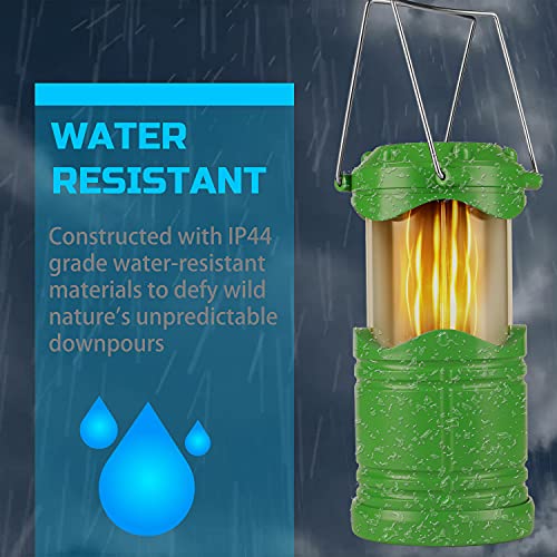 Lichamp 4 Pack LED Camping Lanterns Flame Lights, Green | Collapsible Flameless Candles Tea Lights Portable Battery Powered Camping Lights Emergency Supplies Kit, Dual Light Mode - color: Green