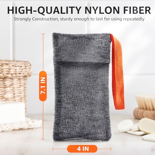 Soap Saver Bag 2 Pack, Exfoliating Bar Soap Holder Pouch Case | Grey/Black | Reinforced Inner Lining Helps Keep Soap Firm | Travel Soap Case | Loofah Lather for Men & Women | Gift Ready
