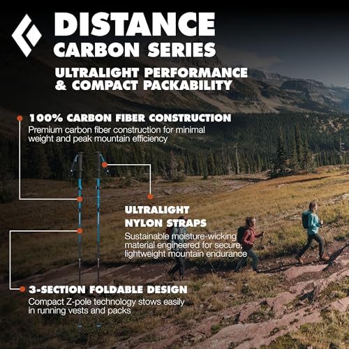 BLACK DIAMOND Distance Z Trekking Poles (Pair), Foldable Z-Pole, Hiking - color: Desert Sky (Carbon Fiber FLZ-Folding), size: 95-110 cm