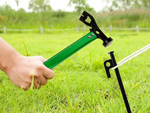 Carbon Steel Aluminum Camping Hammer, 12" Small Lightweight Three-in-One Functional Tent Stake Hammer for Hiking Kit Green - color: Green
