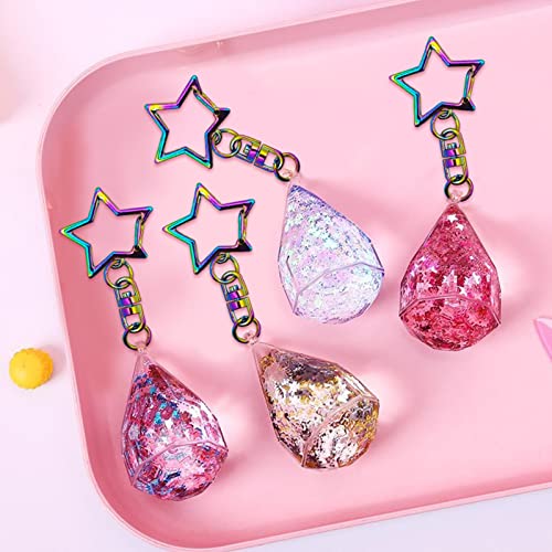 30pcs Star Shaped Spring Snap Keychain Clip,Metal Swivel Clasp Snap Hook Key Ring with Chain Hanging Buckle with Open Jump Ring Connector for DIY Crafts Key Ring Making,Bag Accessories(Rainbow) - color: Rainbow