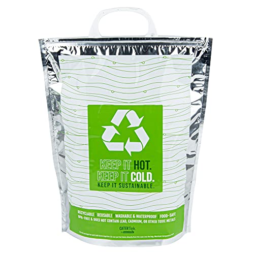 Restaurantware Green And Silver Plastic Thermal Bag, 11.8 x 5.9 x 15 In - size: 11.81"L×5.91"W×14.96H"