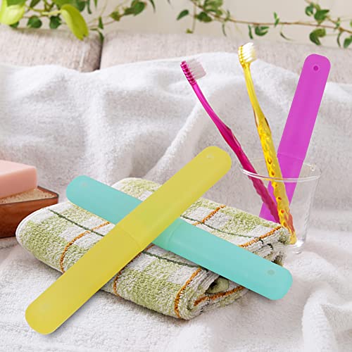 Cllayees 6 Pcs Travel Toothbrush Case Holder, Breathable Portable Toothbrush Container, Multiple Color Clear Toothbrush Holder for Home Trip Camping - size: 7.7 inches