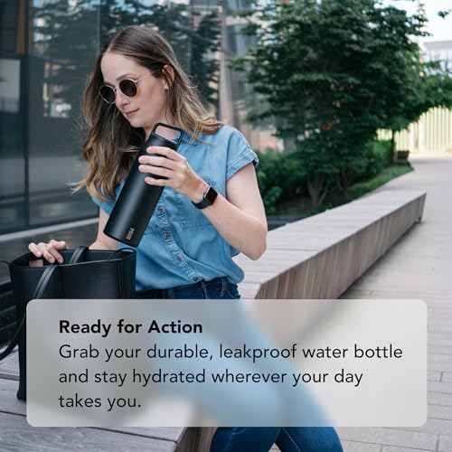 MiiR Wide Mouth Water Bottle - 32oz Insulated Water Bottle in Stainless Steel with Double Wall Vacuum Insulation, Leakproof Design, Keeps Drinks Hot or Cold - color: Thousand Hills Pink, size: 32 Ounces