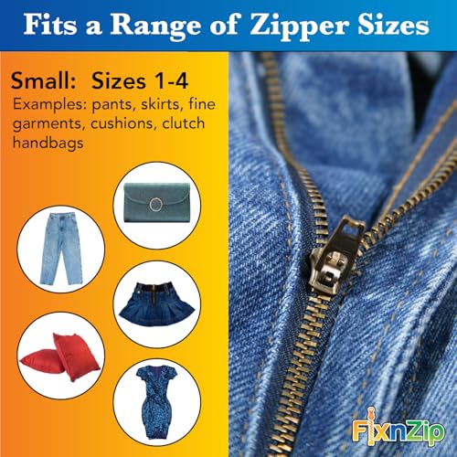 FixNZip Small Black Nickel Zipper Repair Kit | Universal No-Sew Slider Replacement for Pants, Skirts, Fine Garments, and Handbags | Instant and Reusable Zipper Repair Tool | Sizes 1-4 - color: Black Nickel, size: Small