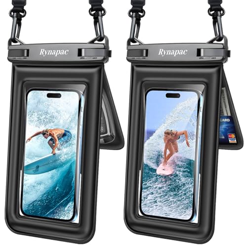Rynapac Double Space Floating Waterproof Phone Pouch [Up to 8.5''], 2 Pack - color: Black & Black