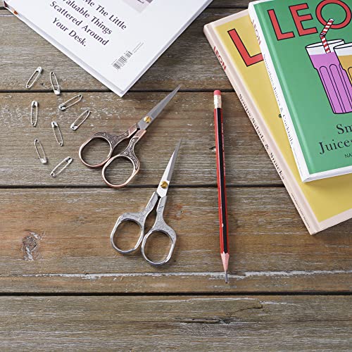 embroidery scissors-Glexal 5 Inch Precision Scissors-2 pack,small razor Sharp Blade Shears for craft Crochet sewing school paper cutting… - color: Copper & Silver
