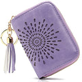 APHISON RFID Credit Card Holder Zipper Card Case Keychain Small Wallet for Women 1927 LIGHT-PURPLE - color: 0-LIGHT-PURPLE(single zip)