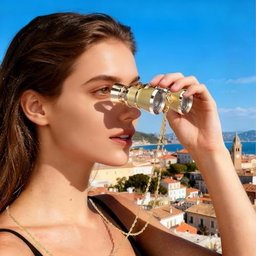VILLCASE 3X25 Night Vision Binoculars Portable Low-Light Telescope for Concerts Theater Bird Watching with Leather Bag and Mirror Cloth