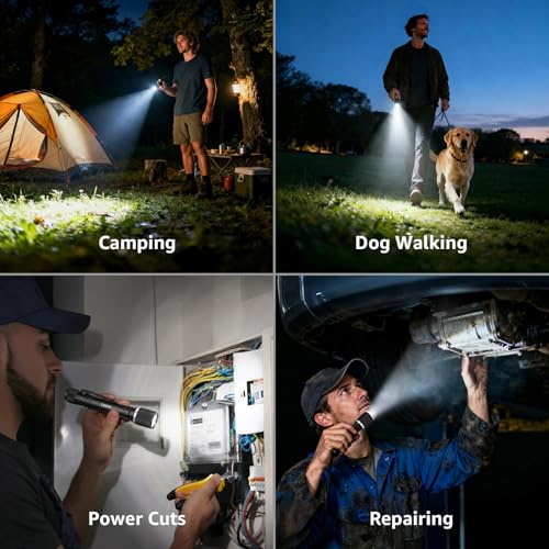 Lepro LED Mini Flashlight High Lumens with Clip, Waterproof, Energy Saving, Portable for Outdoor, Emergency, AA Batteries Included, Tactical & Camping Accessories