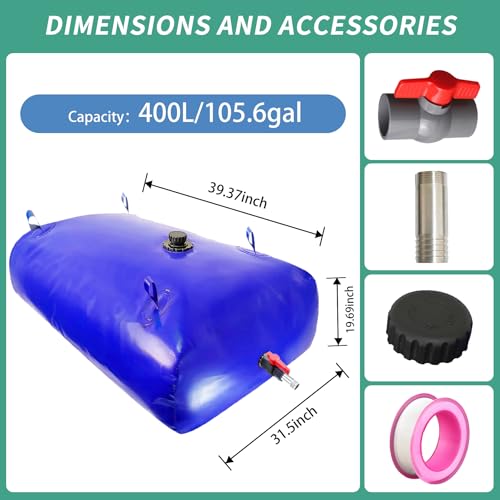 Aimery 400L/105.7Gallon Foldable Water Storage Bladder Portable Water Tank - size: 400L/105.7Gallon