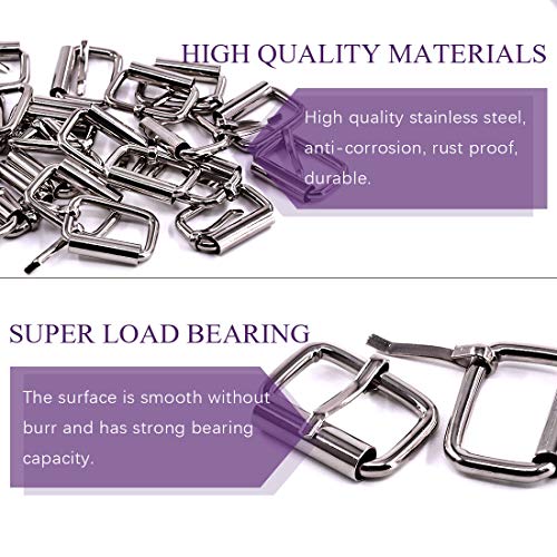 Swpeet 60Pcs 1 Inch / 25mm Heavy Duty Metal Ring Buckle Webbing Belts - color: Gun-black, style: Metal Roller Buckles