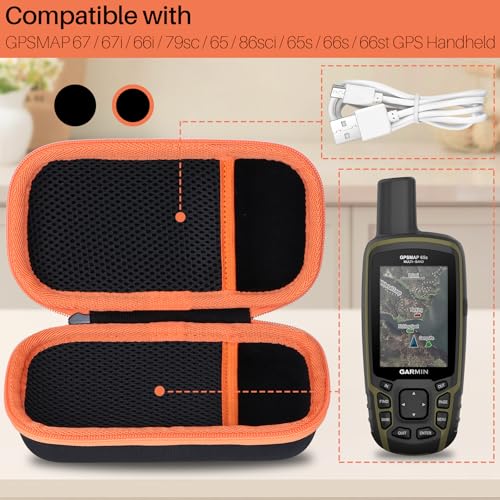 Lebakort Hard Case Compatible with Garmin GPSMAP 67 / 67i / 66i / 79sc / 65 / 86sci / 65s / 66s / 66st Button-Operated Rugged GPS Handheld (Black + Orange Case) - color: Black + Orange Case