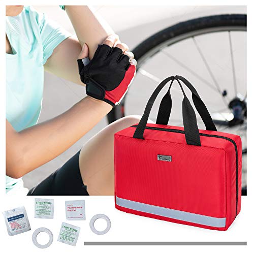 Trunab Small First Aid Kit Bag Empty Portable Emergency Kits Trauma Bag,Red - color: Red