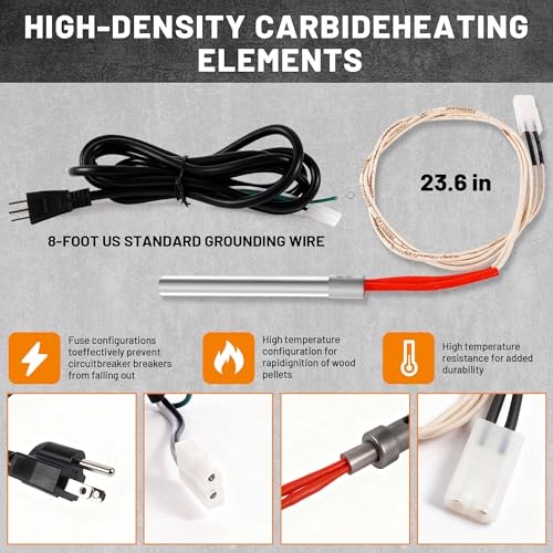 Upgraded 2.0 RPM Auger Motor, Fire Burn Pot, Hot Rod Ignitor, Induction Fan, Wood Pellet Grills Parts Replacement Kits Compatible with Pit Boss, Traeger Camp Chef, Z Grills Pellet Grills