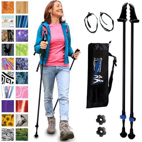 York Nordic Motivator Walking Poles for Balance and Rehab - Patented Stability Grips - Lightweight, Adjustable, and Collapsible - 2 Pieces Adjustable w/flip Locks - Heights 4'6" up to 6'2" - 230 lbs - color: Just Black