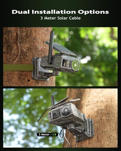 Xega 4G Cellular Trail Camera with Night Vision Motion Activated Waterproof | 2K Game Camera with Live View, Dual Solar Panel 9600mAh Battery, No Glow Wildlife Camera No WiFi, GPS, Built-in SIM Card